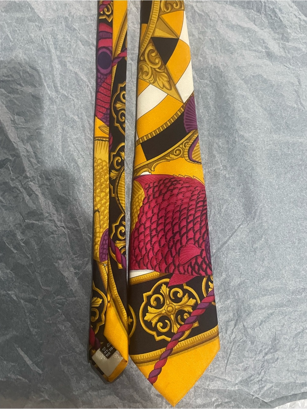 Salvatore Ferragamo Yellow, Pink & Black Silk Tie